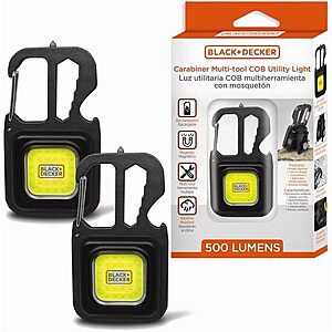 2-Pack BLACK+DECKER 500-Lumen USB-C Rechargeable Multi-Tool Flashlight w/ Carabiner $19.99 + Free Shipping w/ Prime or on $35+