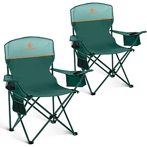 2 Pack Folding Camping Chairs Outdoor Lawn Chair Support 250lbs Green | Lightweight Portable Camp Chairs for Adults, Sports Collapsible Chair for Camping, Tailgates, Beach $34.5