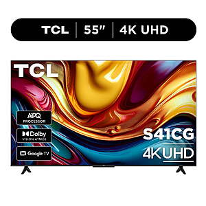 TCL 55" Class S41CG Series 4K UHD LED Smart Google TV (Limited Edition) - Free Shipping $198