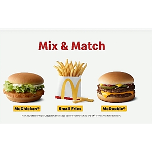 McDonald's 2 For $3.50 Deal (Mcchicken, McDouble, or Small Fries) via McDonald's App