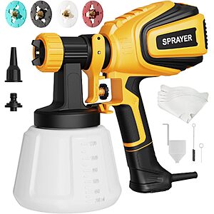 VONFORN Paint Sprayer, 700W Spray Paint Gun with 4 Nozzles & 3 Patterns $39.96