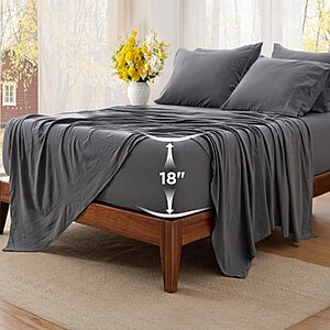 Bedsure 6-Piece Sheet Set w/ 18" Deep Pockets (Grey): King $18.99, California King $19.99 + Free Shipping w/ Prime or on $35+
