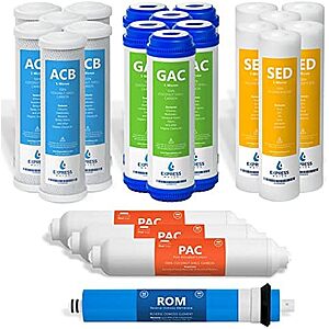 $76.43 | Express Water Reverse Osmosis System Replacement Filter Set, 22 Filters at Amazon