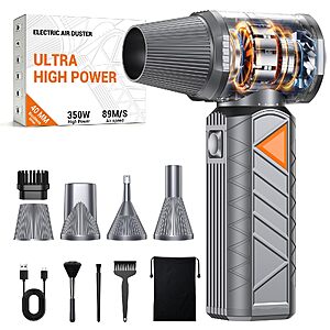 Compressed Air Duster, 350W Cordless Electric Air Blower, Rechargeable 10000mAh $24.99