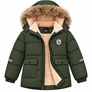 SWISSWELL Boys Winter Coat Kids Fleece Puffer Jacket Army Green 6-7 Years $19.99 AC