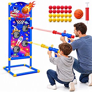 EagleStone Toy Shooting Target Game, 2 Air Guns, Mini Basketball Hoop $19.79 AC