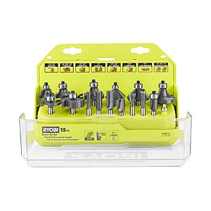 RYOBI Shank Carbide Router Bit Set (15-Piece) $39.97