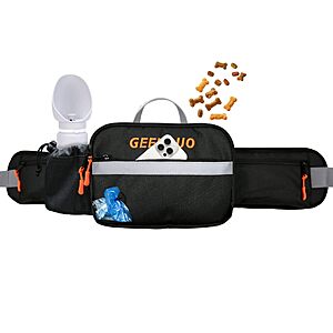 GeerDuo Dog Treat Pouch 2-in-1 Fanny Pack with Built-in Poop Bag Dispenser & Water Bottle Holder - $11.99 AC