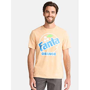 Fanta Men's and Big Men's Orange Graphic Tee with Short Sleeves, Sizes M, L, 3XL only - $3.35