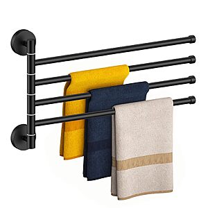 FORIOUS Swivel 4-Arm Towel Bar Matte Black - $25.01 After coupon