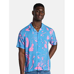 Disney Men's and Big Men's Mickey Mouse Graphic Button-Up Shirt, Sizes S-3XL (No M or L) - $3.88