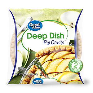 Great Value Frozen Deep Dish Pie Crusts, Two 9-inch Pie Crust & Pans, 16 oz $1.24