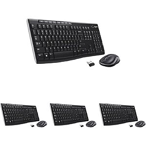 Logitech MK270 Wireless Keyboard and Mouse Combo for Windows, 2.4 GHz Wirelesse,  Black (Pack of 4) $79.96