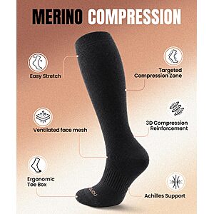 Merino Wool Compression Socks for Women and Men $12.99 AC