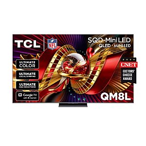 TCL 75 Inch QM8L Series SQD-Mini LED QLED 4K Smart Google TV 75QM8L, 144Hz | 2026, Gemini Google AI, IMAX Enhanced $1520.66