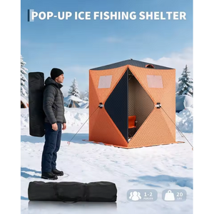 Garvee Insulated Pop-Up Ice Fishing Tent 1-8 Person Portable Hub-Style Tent Windproof Thermal Shanty $57