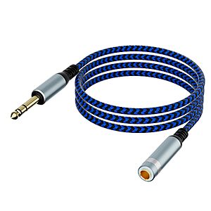 6' TRS Male To Female 1/4" 6.35mm Stereo Audio Extension Cable (Blue/ Black) $4.49 & More + Free Shipping w/ Prime or on $35+