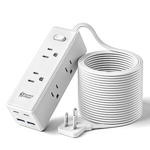 SUPERDANNY 15Ft Extension Cord with Multiple Outlets, Flat Plug Power Strip $14.99