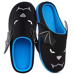 VeraCosy Mens Two-Tone Slippers Bat Shadow,11-12 US | Supportive, Indoor/Outdoor, Comfy, Non-Slip, Machine Washable, Lightweight $9.99