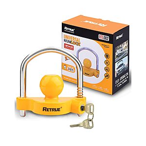 Retrue Universal Adjustable Trailer Coupler Hitch Lock (Yellow) $9.99 + Free Shipping w/ Prime or on $35+