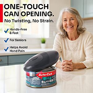 MUELLER HOME SmoothEdge Auto Electric Can Opener, Gray | Battery-Operated, One-Touch w Magnet Lid Lifter, Smooth-Edge Cut Technology, Portable Hands-Free Automatic $18.49