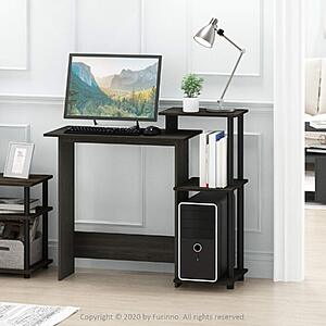 Furinno EFFICIENT Desk, 28.6" Wide Gaming Desk with 3 Open Side Shelves, Laptop Notebook Computer Desk $22.78