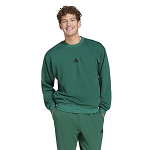 adidas Men's Essentials Feel Cozy Fleece Sportswear Sweatshirt, Collegiate Green/Black $18.95