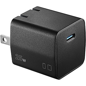 Insignia - 25W Compact USB-C Wall Charger for Samsung Smartphones, iPhone, Tablets and More - Black - $3.99