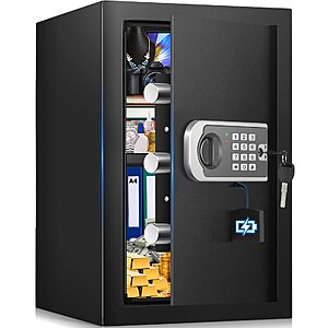 [16.54" Tall] Safe Box, 2.8 Cuft Home Safes With Fireproof Bag | Anti-Theft Security Safes for Home with Programmable Keypad Keys, $99.98