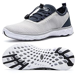 ALEADER Mens Water Barefoot Shoes Swim Beach Aqua Shoes for Men Quick Dry Walking Hiking Fashion Sneakers Light Gray/Blue Size 12 $24.99