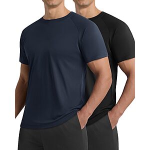 2 Pack Workout Shirts for Men - Casual Quick Dry Men's T-Shirts for Gym $7.99