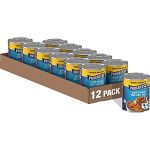 Progresso Rich & Hearty Soup, Slow Cooked Beef and Vegetable, 19-Ounce Cans (Pack of 12) - $16.63 w/S&S