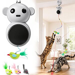 [Prime] 3-in-1 Catpick Toy Automatic Interactive Cat Toy w/ Feather Bird & Red Dot (Grey or Blue) $9.99 + Free Shipping