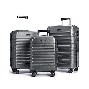 LIGHT FLIGHT Luggage Sets 3 Pcs Suitcase with Wheels,20"/24"/28",Gray $125.99