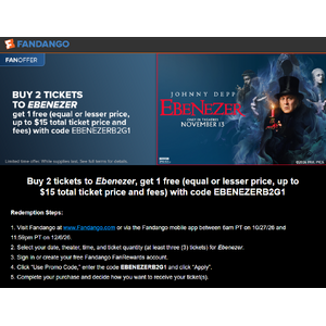 Fandango: BOGO free Ebenezer Tix