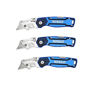 3-Pack Kobalt 3/4" Folding Lockback Utility Knife w/ 3 Blades $14.98 + Free Store Pickup at Lowe's or Free Shipping on $35+