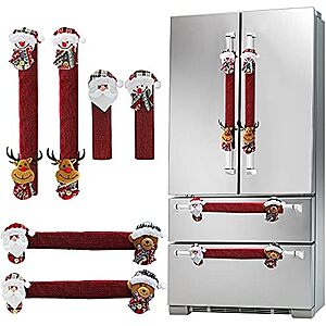 [AC] $15.99* | 6-Pk Mosoan Burlap Christmas Fridge Door Handle Covers (Santa, Snowman & Reindeer) at Amazon