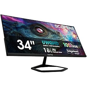 $169.97* | 34" Sceptre Ultrawide 21:9 Quad HD 180Hz 5ms VA Gaming Monitor at Amazon