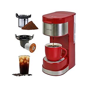 Kenmore Single-Serve Coffee Maker w/ K-Cup Pod & Ground Coffee Compatibility, 6-12 Oz Brew Sizes (Red) $29.99 + Free Shipping w/ Prime or $6 Fee per Order