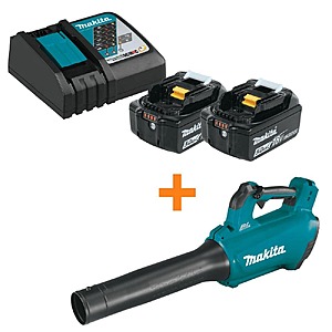 18-Volt LXT Lithium-Ion Battery and Rapid Optimum Charger Starter Pack (5. 0Ah) with 18V LXT Brushless Leaf Blower