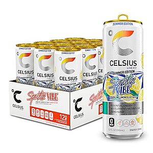 [SnS, AC] $15.41 | 12-Pack 12-Oz CELSIUS Sparkling Spritz Vibe Summer Edition, Sugar Free Energy Drink at Amazon