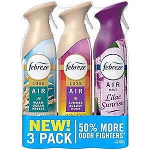 [SnS, AC] $20.20 | 3 × 3-Pack 8.1-Oz Febreze Air Mist, Air Freshener (Summer Golden Hour Variety Pack) ($6.73 each) at Amazon
