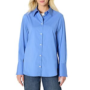 $2.57 to $5.73 Amazon Essentials Women's Oversized-Fit Cotton Stretch Poplin Button-Down Shirt