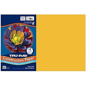 [SnS] $6.12 | Tru-Ray Premium Heavyweight Construction Paper, Gold, 12"x18", 50 Sheets at Amazon