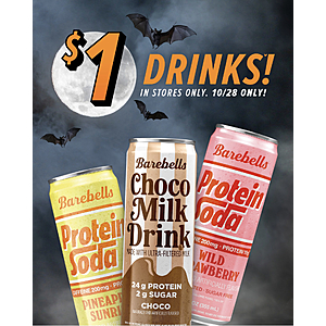 GNC in-store only, $1 Barebells drinks