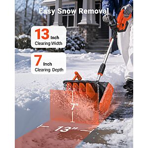 VOLTASK 24V Cordless Snow Shovel, 13.2 Inch Electric Snow Blower 4Ah Battery Snow Shovel with Directional Plate & Adjustable Handle withBattery & Quick Charger $129.99