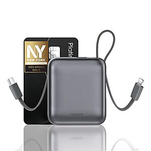 VINKO 10000mAh Portable Charger with Built-In Cables $9.49 + Free Shipping