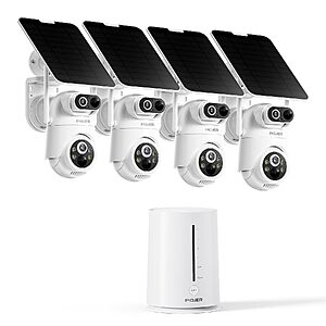 4-Cam PIOJER 2K Dual-Lens Wireless Solar Security Camera System w/ NVR & 32GB Storage $199.99 + Free Shipping