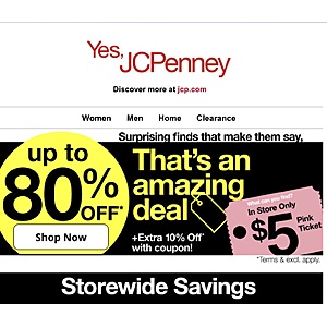 J.C. Penney Clearance Up to 80% Off Now