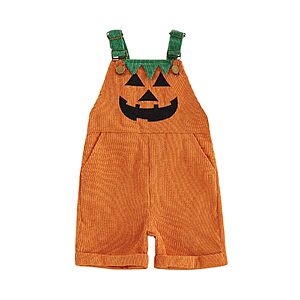 Wenazao Boys' Orange Halloween Pumpkin Corduroy Overalls (Sizes 6 Months-7 Years) $5.99 + Free Shipping w/ Prime or on $35+